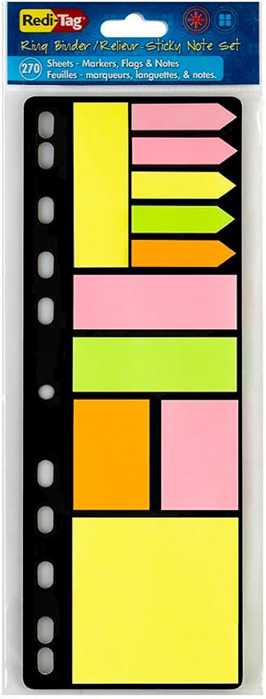 Ring Binder Note Set, Assorted Sizes And Colors, 270 Sheets/set, 5 Sets/box